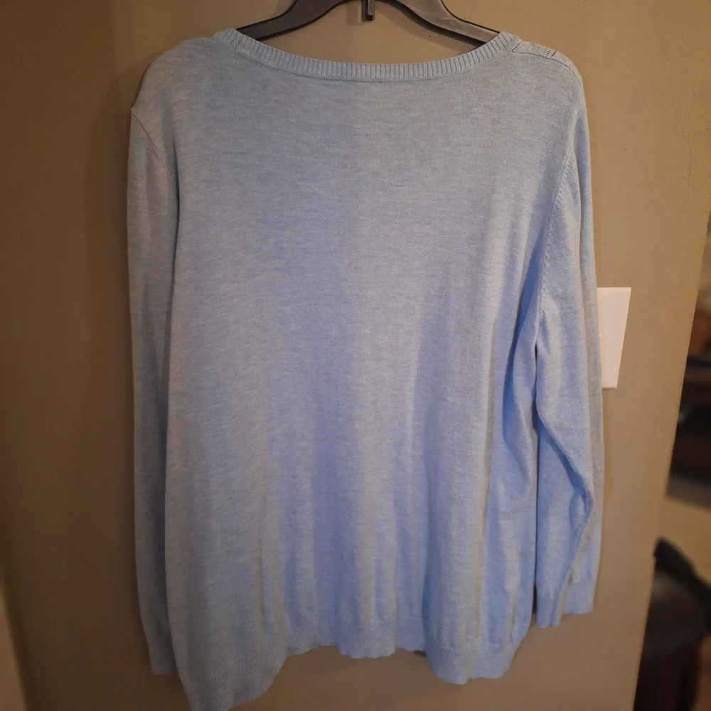 Talbots Light Powder Heather Blue Women's Sweater 2X